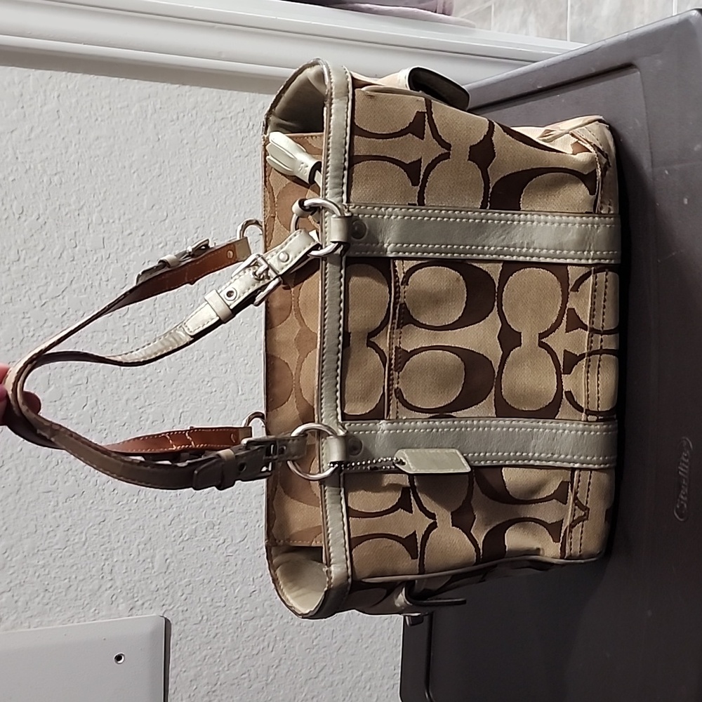 Coach K05J-6234 Canvas Gallery Beige Jacquard Satchel Tote Handbag